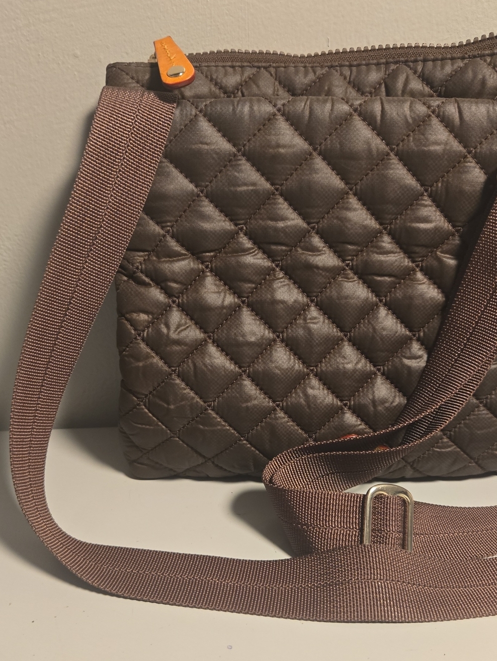 MZ Wallace Quilted Chocolate Nylon Crossbody - Picture 12 of 14